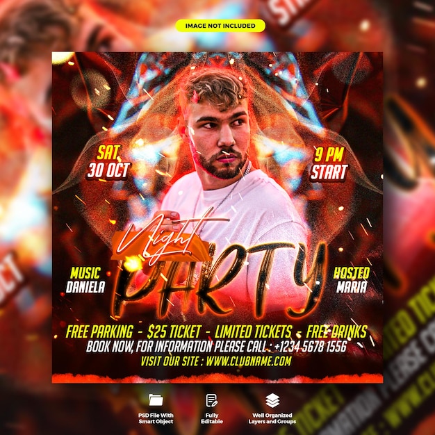 Night club party poster and event banner template