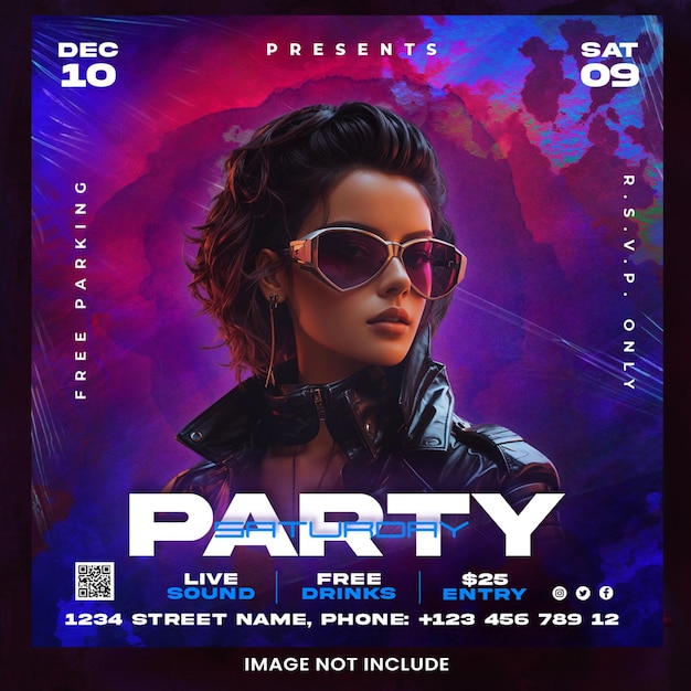 Night club party social media and flyer template