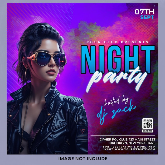 Night club party social media and flyer template