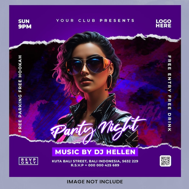 Night club party social media and flyer template