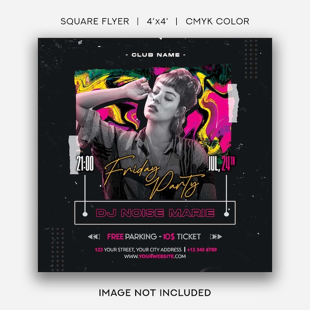 Night Club Party Square Poster Template