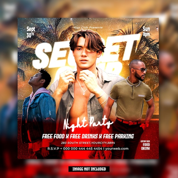 PSD night club secret flyer