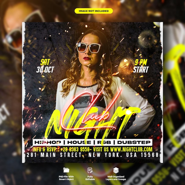 PSD night club social media banner template