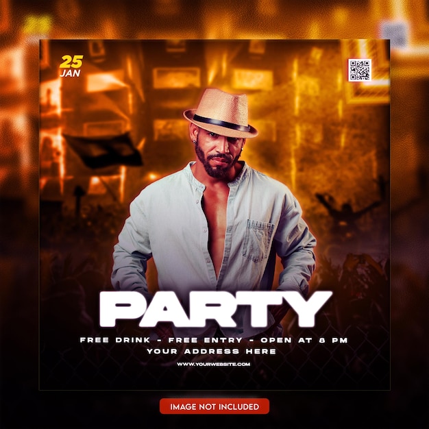 ナイト DJ パーティー フライヤー PSD テンプレート または インスタグラム 投稿 デザイン