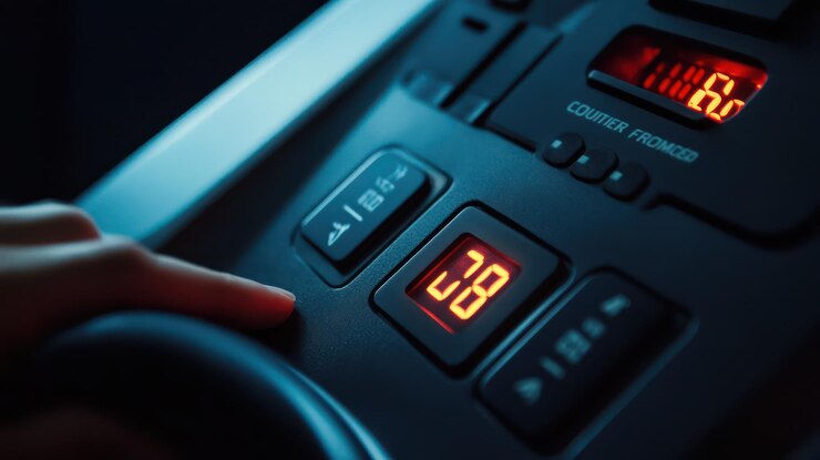 PSD night drive controls a closeup of cars interior