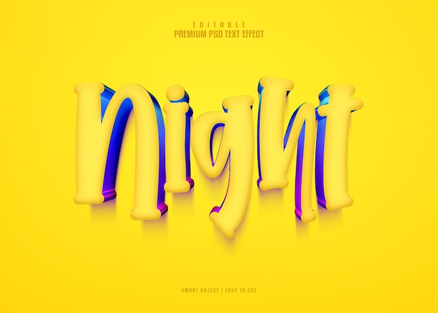 Night fully editable premium psd 3d text effect