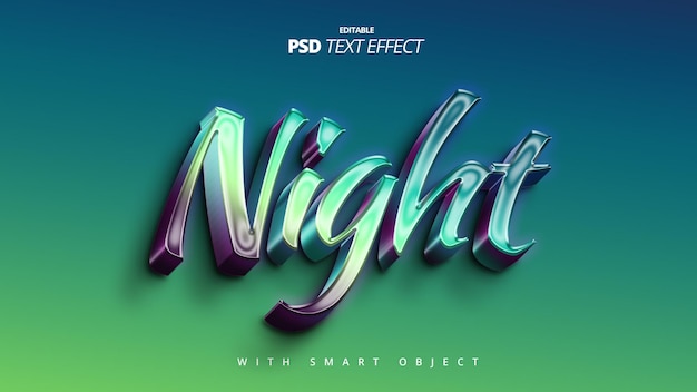 Night green dark gradient 3d text effect template design