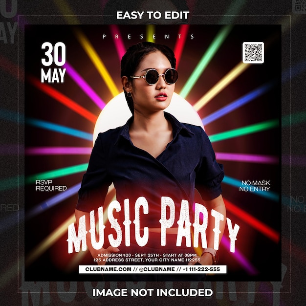 Шаблон instagram для социальных сетей night music party