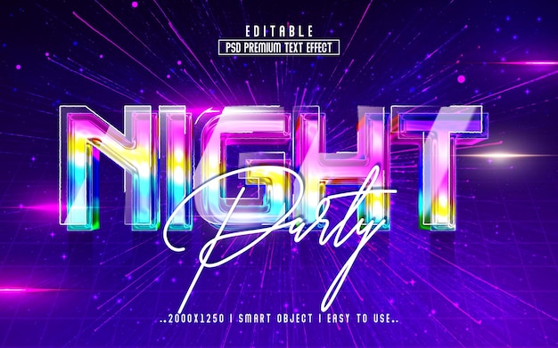 PSD night party 3d text effect style