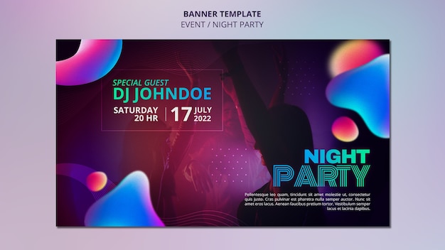 PSD design del modello di banner per feste notturne