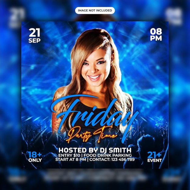 PSD night party club dj flyer social media post template designs