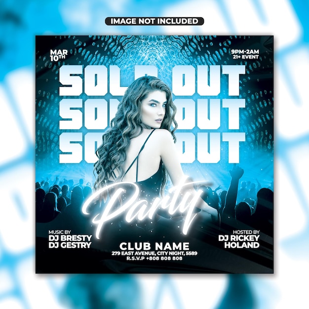 PSD night party dj club concert flyer psd
