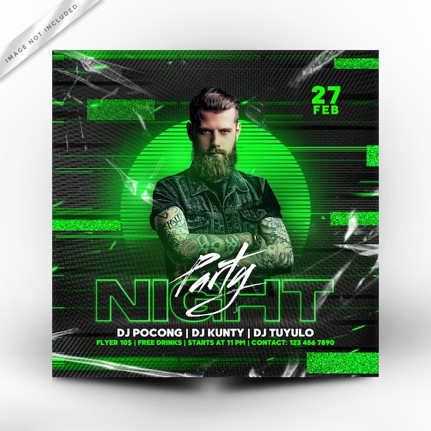 PSD night party flyer or poster template