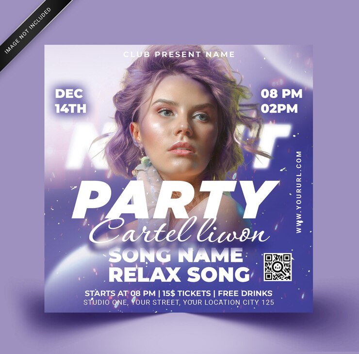 Night party flyer social media banner template