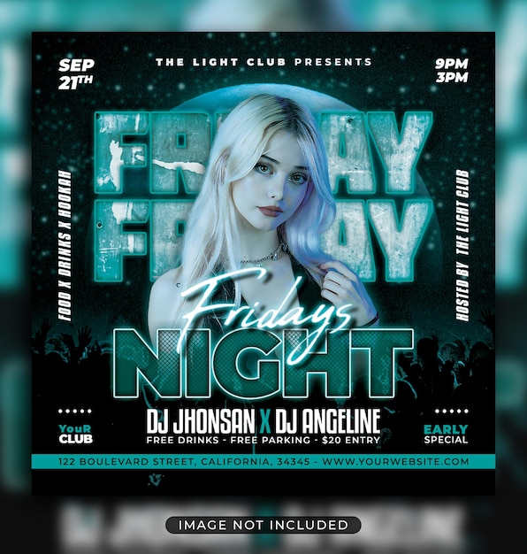 Night party flyer social media post and web banner