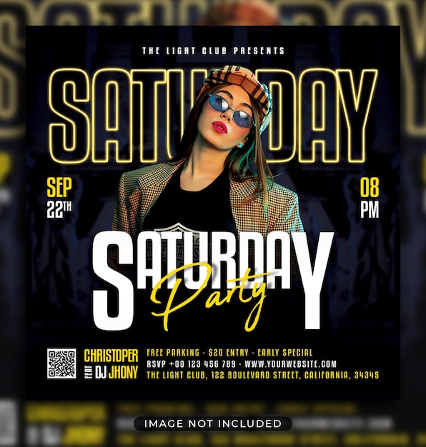 Night party flyer social media post and web banner