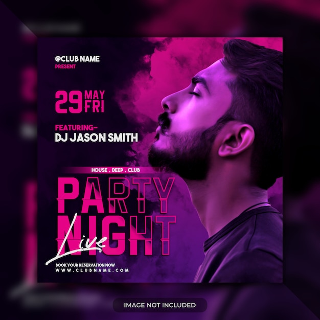 PSD night party flyer template social media poster