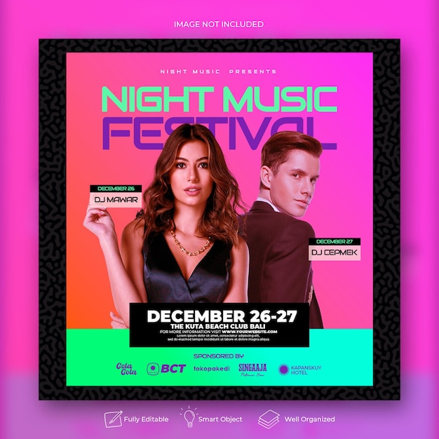 Night party flyer template and web banner template