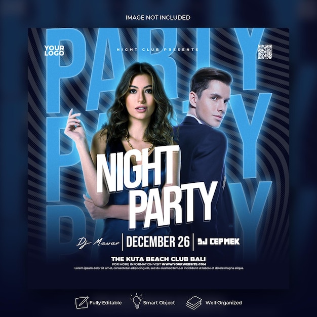 Night party flyer template and web banner template