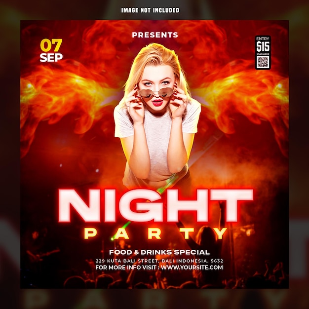 PSD night party flyer template