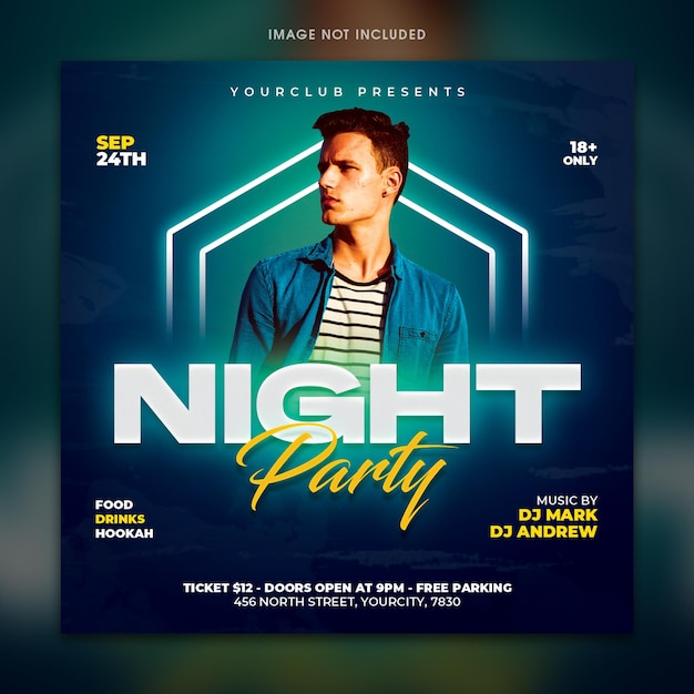 PSD night party flyer template
