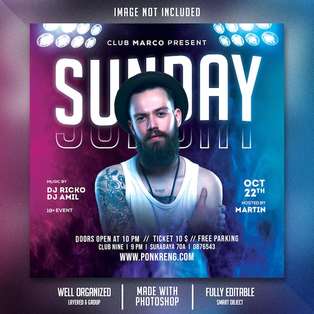 PSD night party flyer template
