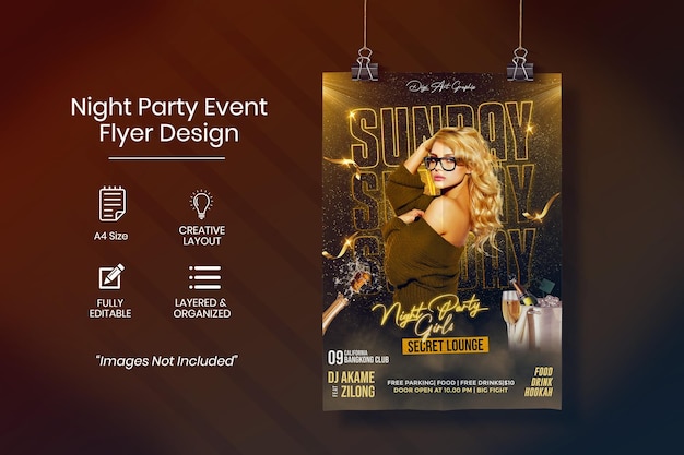 Night party girls event flyer design
