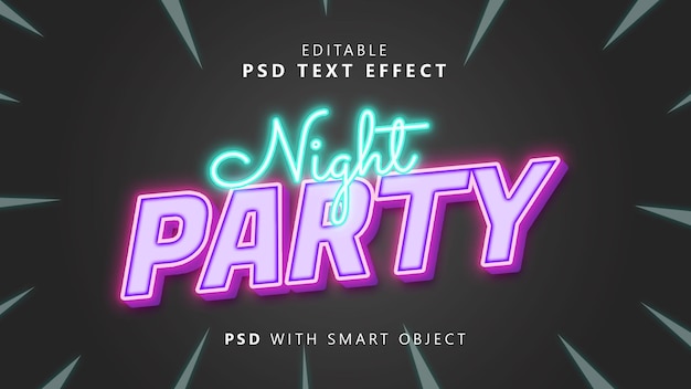 PSD night party neon text effect