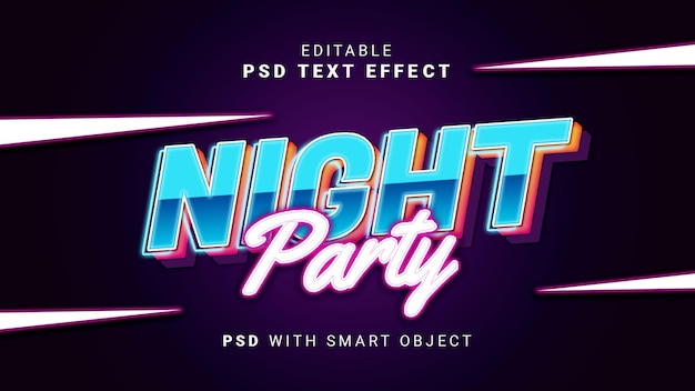 PSD night party neon text effect