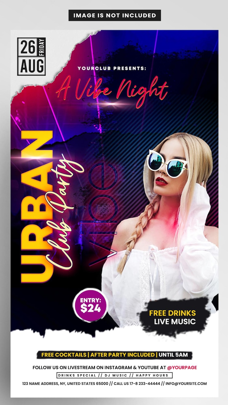 PSD ночное выступление dj instagram story flyer