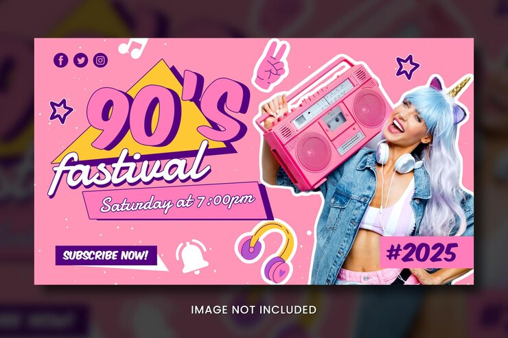 PSD night party poster 90s design youtube thumbnail