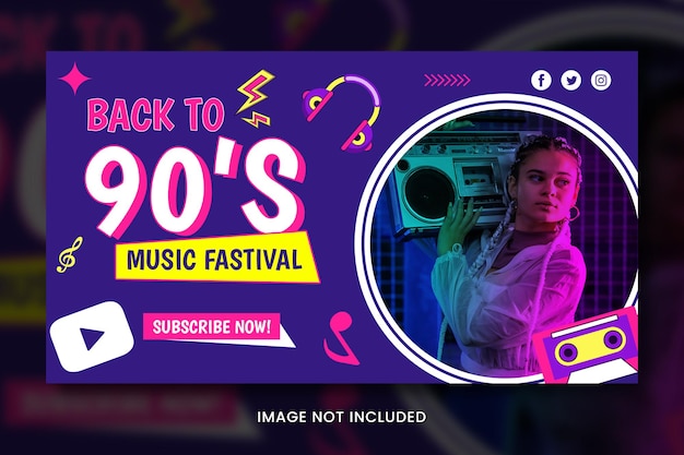 PSD night party poster 90s design youtube thumbnail