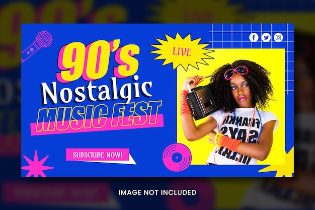 Night party poster 90s design youtube thumbnail