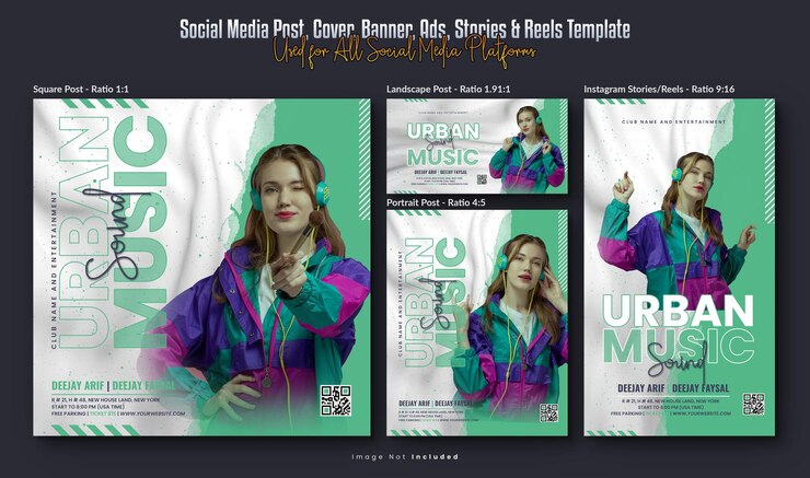 PSD ночная вечеринка ritch club dj социальные сети instagram баннеры reels история или шаблон постов в социальных сетях