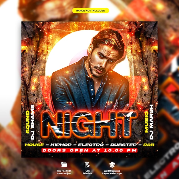 Night party social media banner and poster template