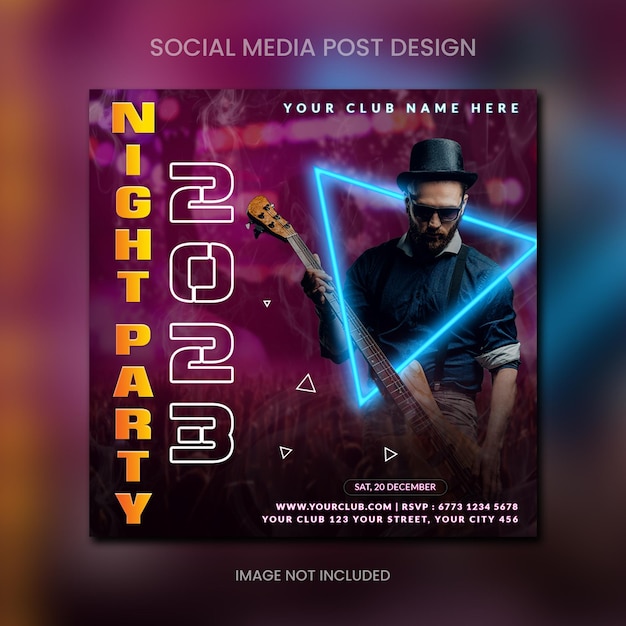 PSD night party social media post and instagram template design