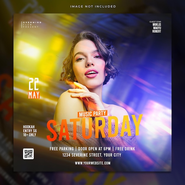 Night party social media post template