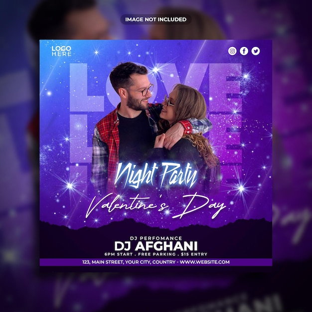 Night party valentine's day social media post template