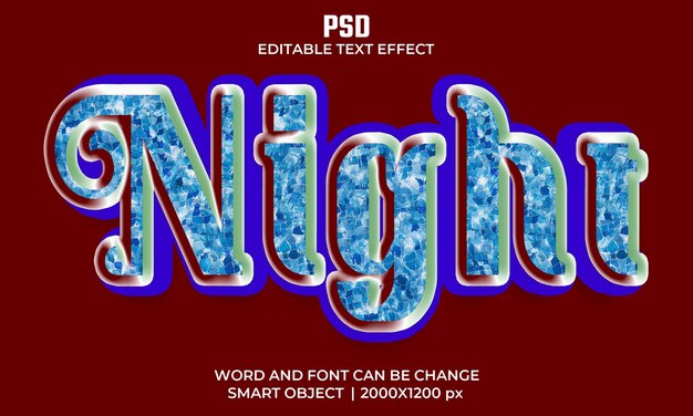 night PSD 3D Text Effect Fully Editable High Quality