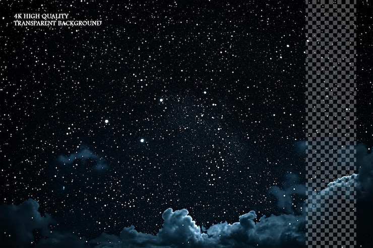PSD night sky with stars and clouds shot enjoy the celestial view on a transparent background