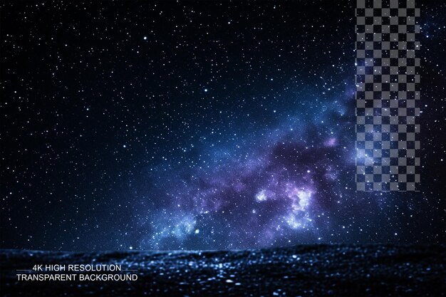 Night sky with stars moon and clouds backgrounds on transparent background