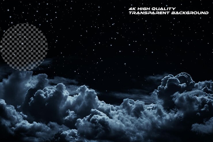 PSD night sky with stars on transparent background