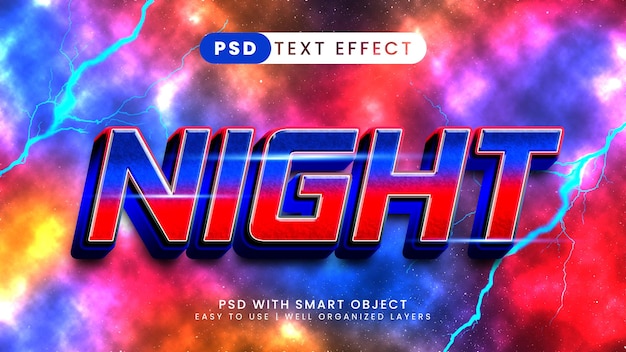 Night text effect with space background