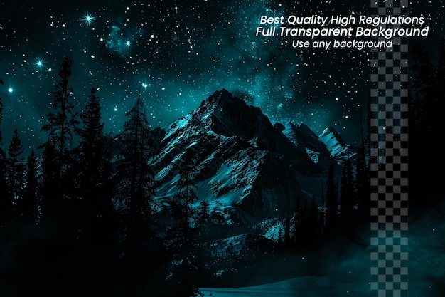 PSD nightfall majesty dark mountain silhouette under starlit sky