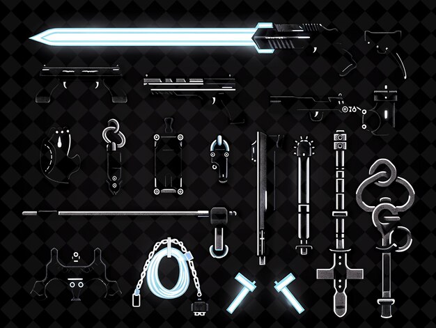 PSD nightstick pixel weapon z projektem policyjnym i baton i han y2k shape neon color art collections