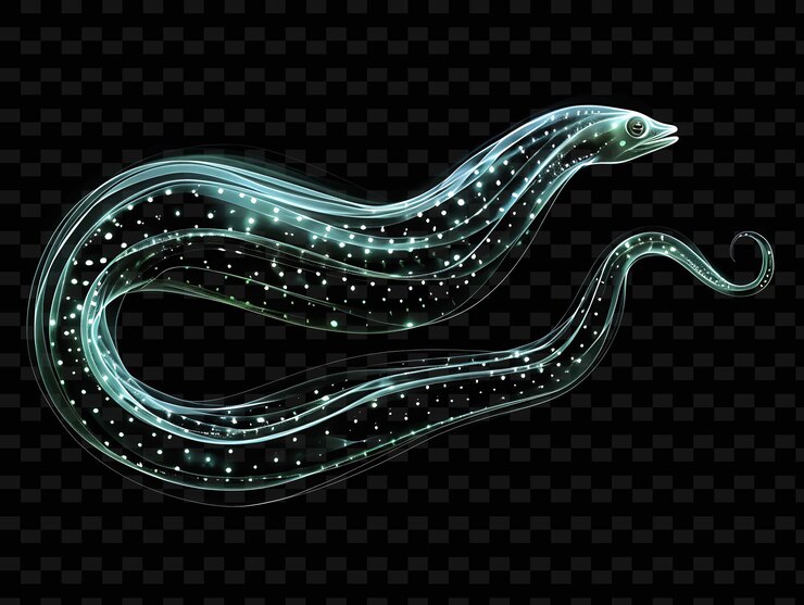 PSD nimble eel with rocky crevices and sea urchins for decoratio sea creatures neon color collections