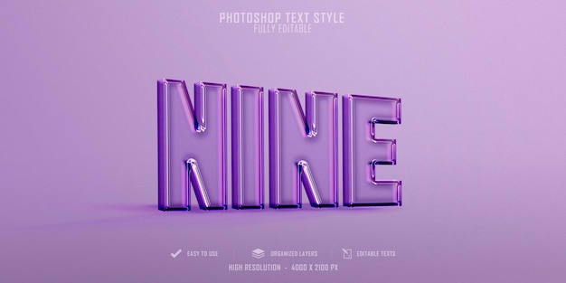 PSD nine 3d text style effect template premium psd