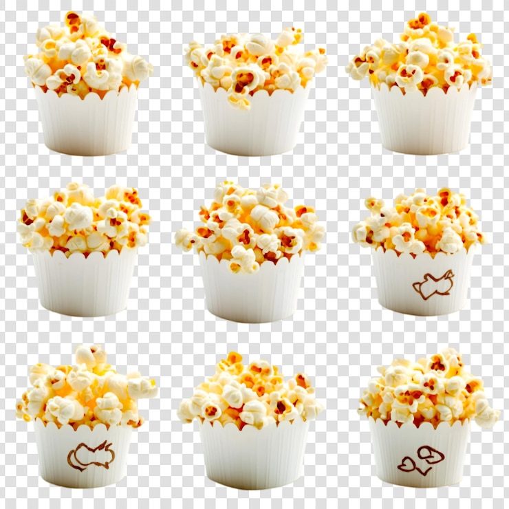 PSD 9 つのポップコーン 映画のスナック トリート 美味しい美味しい