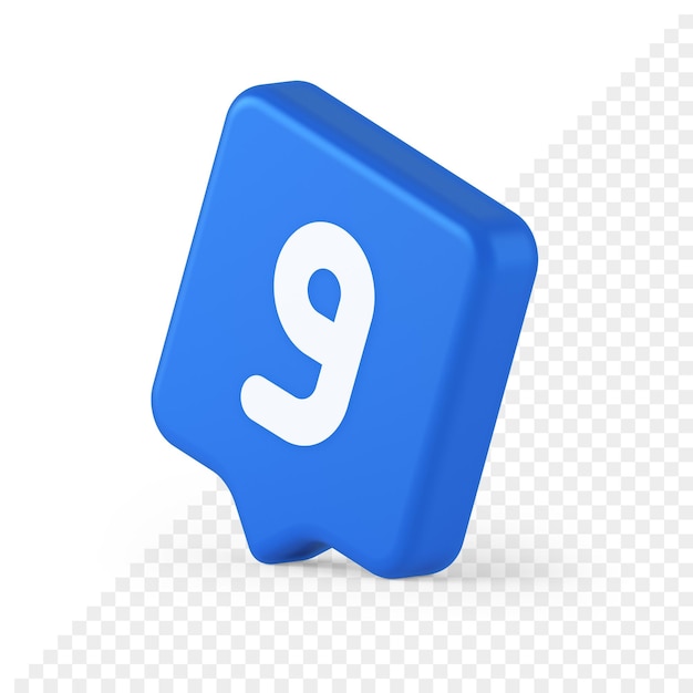Nine number blue button calculation math financial budget web app 3d realistic speech bubble icon