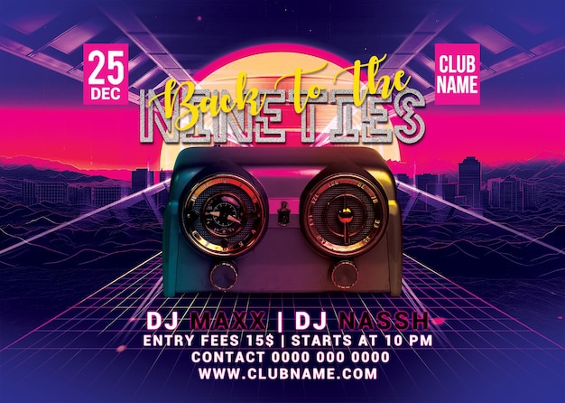 Ninetees party flyer